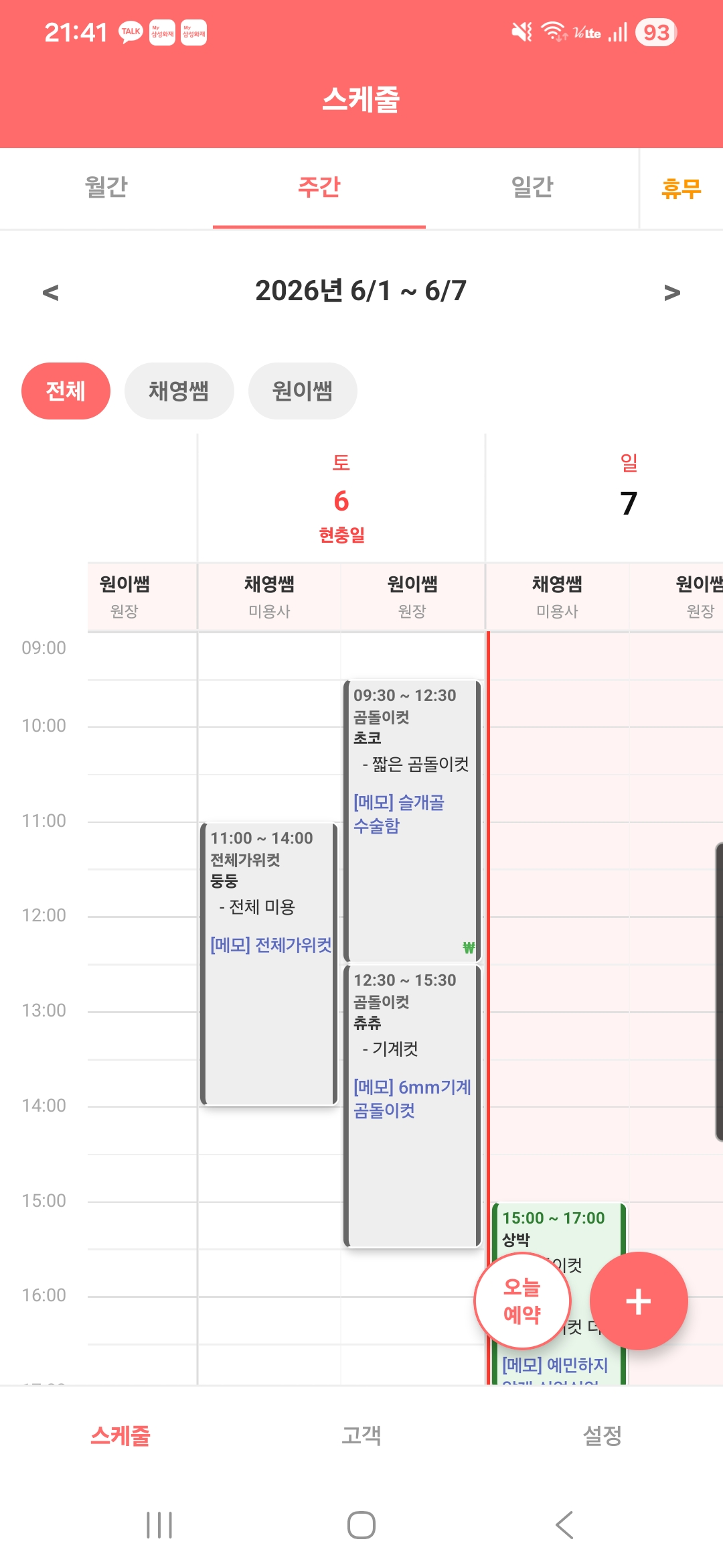 주간 공휴일 표시